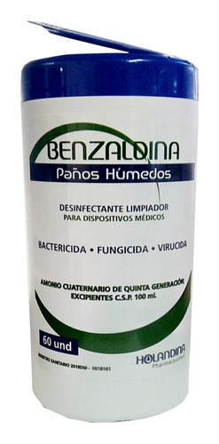 Benzaldina Paños Humedos Holandin - Unidad a $34900