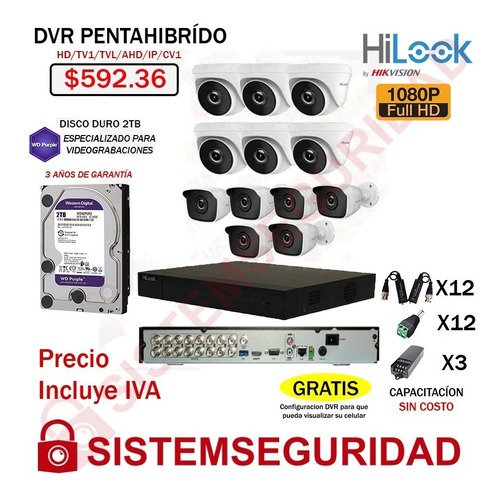 Imagen 9 de 10 de Kit 2 4 6 8 16 Cámaras De Seguridad 1080p Hilook