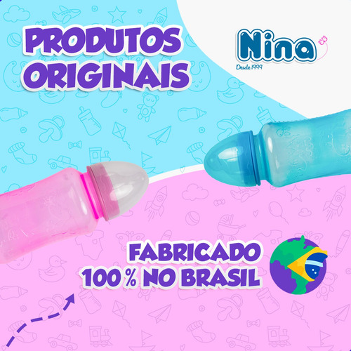Kit 2 Mamadeiras Bico Ortodôntico Menino Menina 330ml