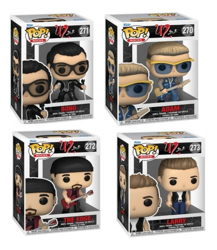 U2 Bono, Edge, Larry, Adam + Bono Con Carro 5 Pack Funko