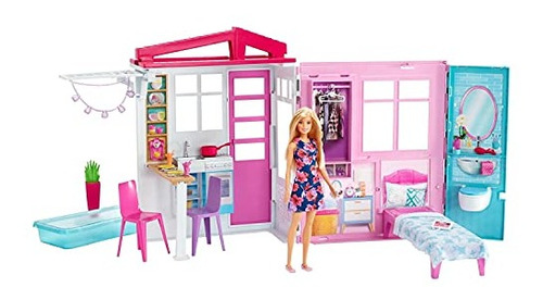Set De Juego Portátil Barbie Doll And Dollhouse De 1 Piso