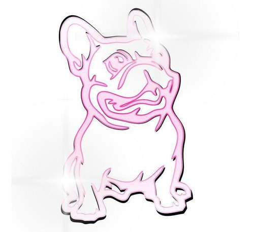 Acrílico Decorativo Espelhado Cachorro Pug Rose
