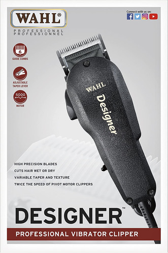Wahl Cortadora De Cabello Professional Clipper Designer 8355m Con Medios Negro - 120v