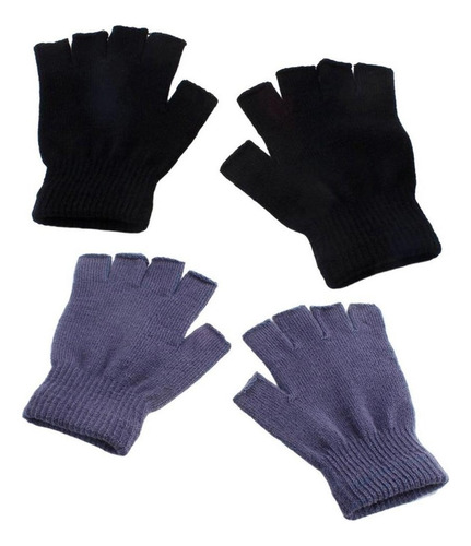 Guantes Sin Dedos De Invierno - 2 Pares De Mitones Cálidos