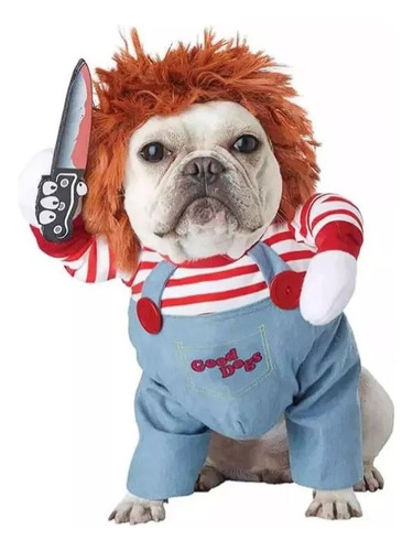 Disfraz Traje Chucky Terror Para Mascota Gato Perro S Y Xl 
