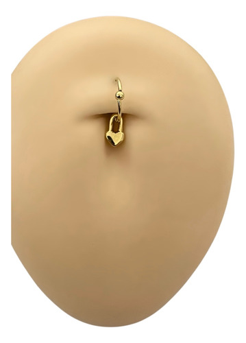 Piercing Ombligo Bañado En Oro 18k Con Corazón Colgante