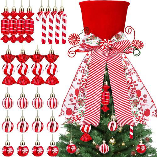 Juego De 25 Piezas Decoración Árbol Navidad Bastones Y Bolas
