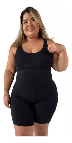 Macacão Com Perninha Maiô De Natação Maiô De Hidroginástica Preto Lisa G8 - 62