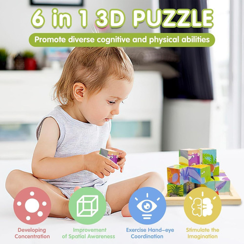 Juguetes Rompecabezas Cubos, Puzzle 3d De 6 En 1 Montessori