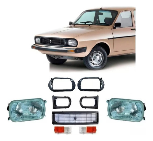 Kit 2 Opticas 2 Giros 2 Reten 2 Aros 1 Parrilla Renault 12 