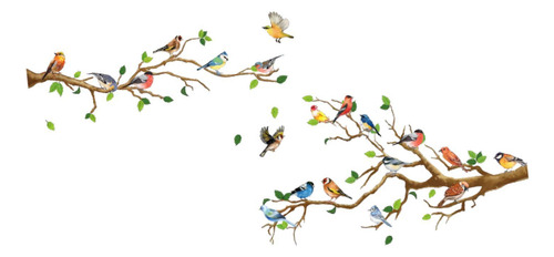 4 Pegatinas De Pared Con Forma De Pájaro En De Un ,