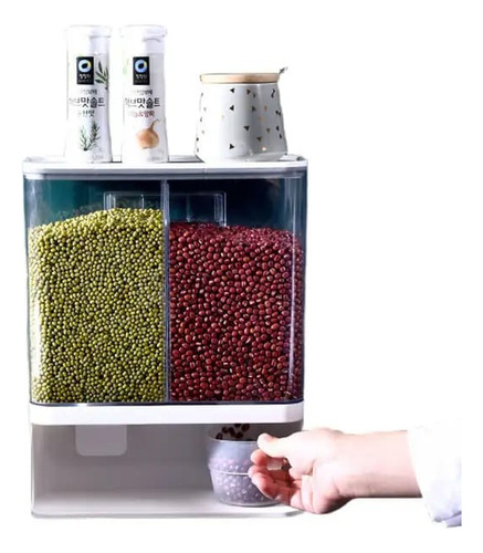 Dispensador Para Cereales Alimentos De 2 Divisiones Adhesivo