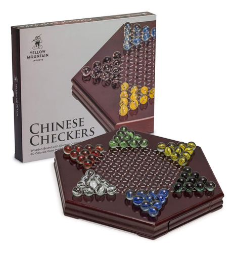 Damas Chinas Halma, Juego Con Cajones De Madera Y Canicas