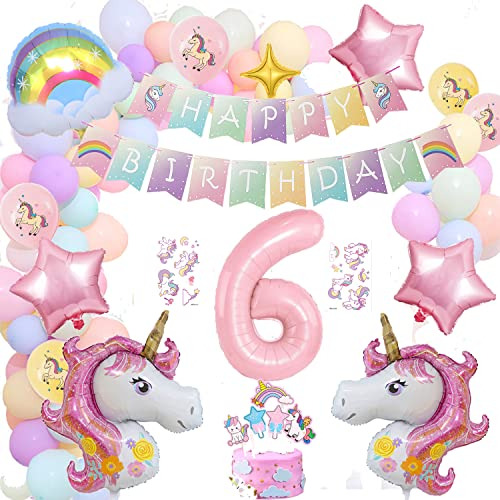 Globos De Unicornio De 43 In Para Cumpleaños Número 6