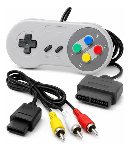 Controle Para Super Nintendo Compatível + Cabo Para Imagem Cinza