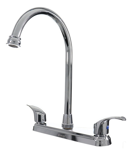 Mezcladora Llave Fregadero Doble Comando Cocina Inoxidable Plateado