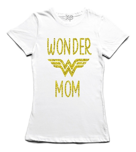 Playera Wonder Mom Glitter Oro, Día De Las Madres, Regalo