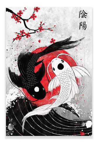 Arte De Pared Japonés Yin Yang-pez Koi Decoración De Pared F