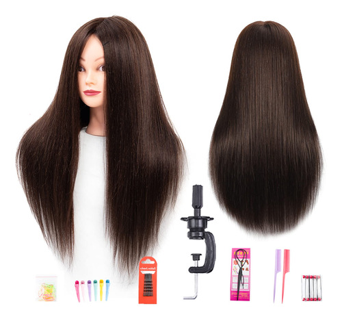 Cabeza De Maniqu De 26 A 28 Pulgadas Con 60% De Cabello Real