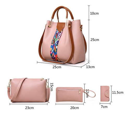 Imagen 3 de 8 de Conjunto De Bolsas Modernas De Ecocuero 4 Piezas
