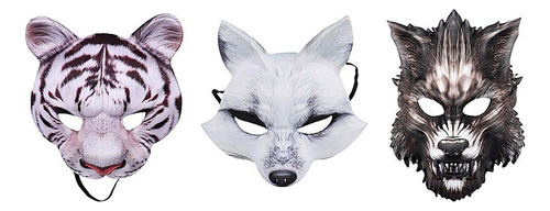 Juego De 3 Máscaras De Simulación De Tigre Y Lobo De Hallowe