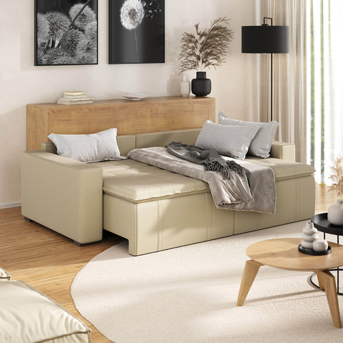 Sofá Cama Retrátil Palmeira 4 Lugares 240cm Em Veludo
