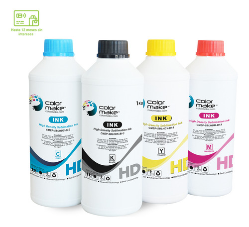 Imagen 1 de 1 de Kit Tinta Para Sublimacion Sublimar 1 Litro Color Make Cmyk
