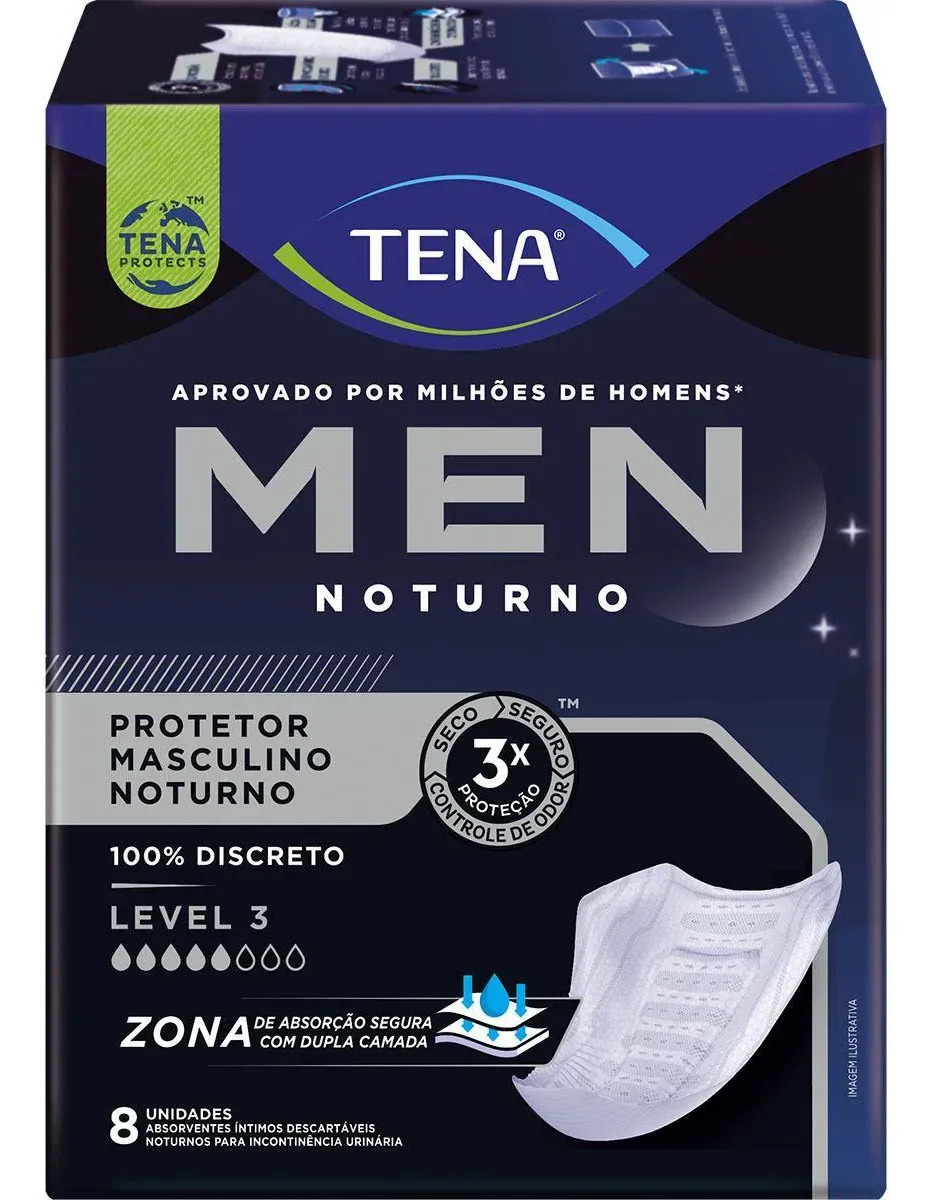 Protetor Tena Men Level 3 Noturno 8 Unidades