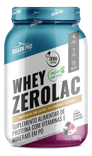 Whey Zerolac Pote 900g Shark Pro Sabor Iorgute De Frutas Vermelhas