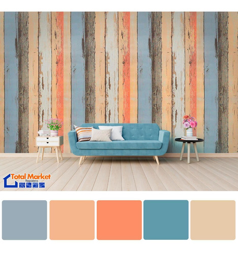 Papel Tapiz 3d Madera Duela Multicolor .53x10m Rinde 5.3m² Marrón