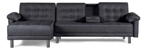 Sala Modular Sofá Cama Mosley Cosmic Reversible Color Gris Oscuro