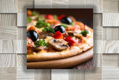 Cuadro 20x20cm Pizza Pizzeria Comidas Restoran Food M3