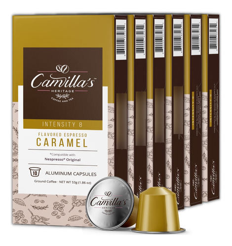 Camillas Heritage Coffee, Tazas De Espresso, 60 Cápsulas D.