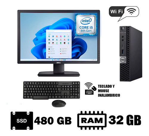 Pc Dell Optiplex 7060 Micro I5-8th 32 Gb 480 Gb Monitor 22 (Reacondicionado)