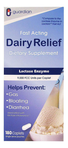 Enzima Lactase Dairy Relief Guardian Acting 180 Cápsulas