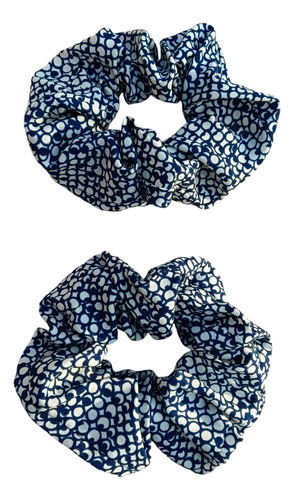 Set X 2 Scrunchies Colitas De Pelo Lgbt Upcycling Pachwork Azul Jazpeada