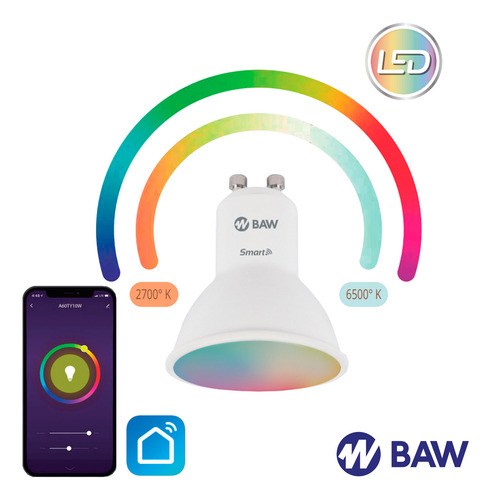 Lámpara Dicro Led Smart 7w Rgb App Celular Wifi Bluetooth