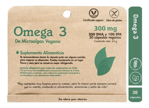 Imagen 1 de 1 de Omega 3 Microalgas Vegano Cápsulas Dulzura