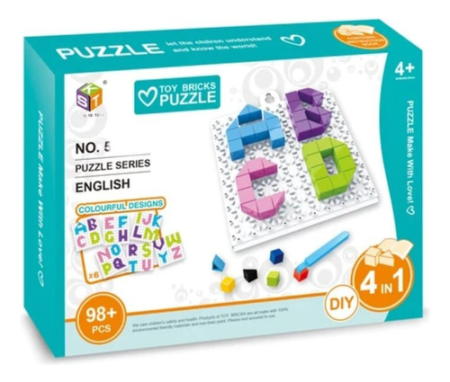 Puzzle Didactico 4 En 1 Abecedario 98 Piezas Bloques 3d.f
