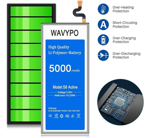Wavypo - Batería Activa Para Samsung Galaxy S8 Active Eb-bg8