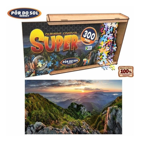 Super Quebra Cabeça 300 Peças Em Mdf Sunset Pôr Do Sol