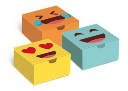 Imagem 1 de 1 de Kit 10 Caixas P/ 4 Brigadeiros Emojis Colorido Cromus