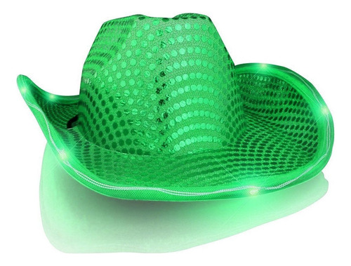 Blinkee Sombrero Vaquero Intermitente Con Lentejuelas Verde.