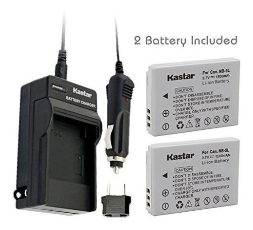 Kastar Nb-5l Batería (2-pack) Y El Cargador Para Canon Power