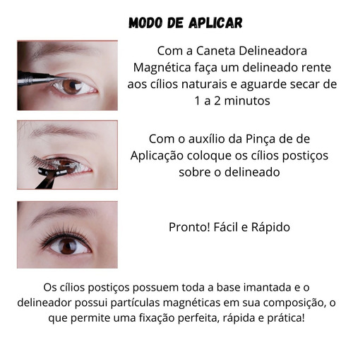 Imagem 6 de 7 de Cílios Postiços Magnéticos Com Delineador Kit Com 3
