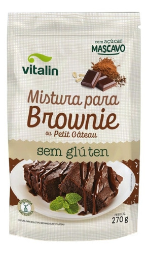 Vitalin mistura para bolo brownie integral sem glúten sachê 270g