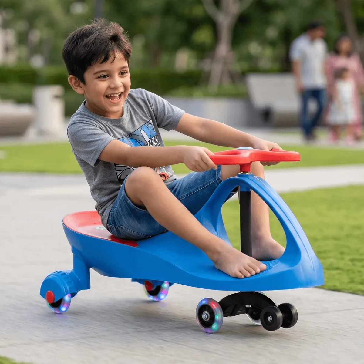 Carrinho Rolimã Car Drift Infantil Volante Gira 360° Triciclo Com Roda Led  Colorido  Cor Azul JustFun Brinquedos