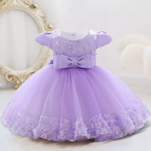 Vestido De Bebé De Fiesta Mini-mi Modelo Candela Lila