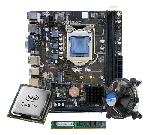 Kit I3 3220 +placa Mãe H61 1155 + 8gb Ddr3 +cooler Cor Preto
