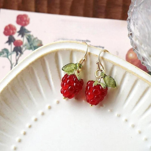 Pendientes De Frambuesa Para Mujer, Joyería Caída Corta
